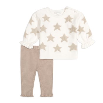 Miniclasix Star Sweater and Sweater Pant Set for Baby Girls