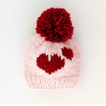Huggalugs "Mommy & Me" Sweetheart Pom Pom Hat