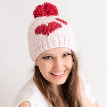 Huggalugs "Mommy & Me" Sweetheart Pom Pom Hat