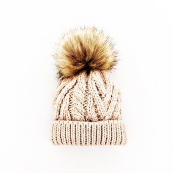 Huggalugs "Mommy & Me" Oatmeal Unisex Pom Pom Hat