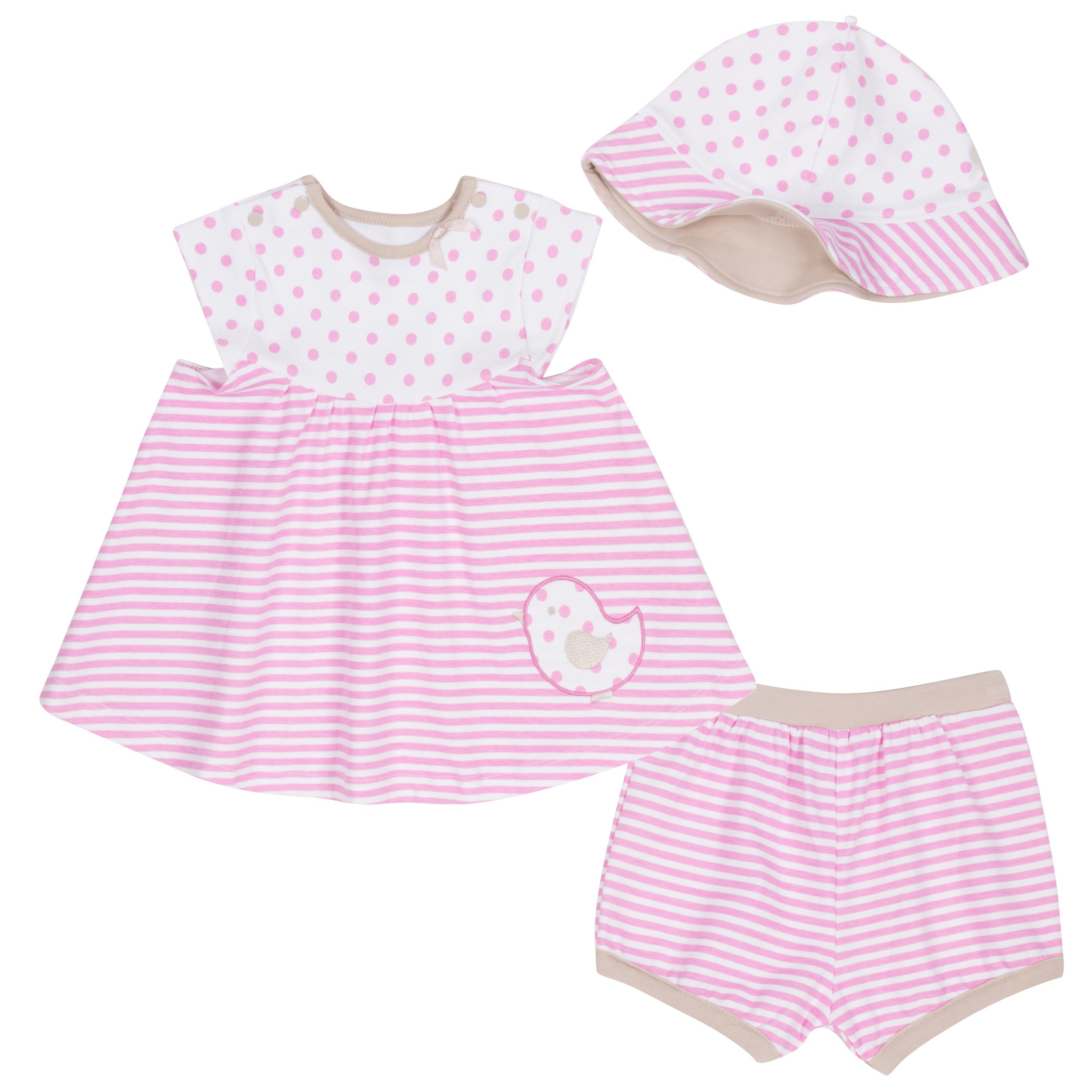 Offspring-3 pc Pink Diaper Cover and Hat Set