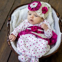 Peaches 'n Cream Cranberry Polka Dot Holiday Newborn Gown