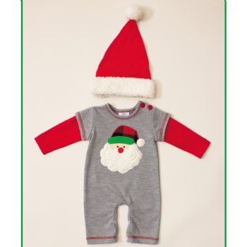Peaches 'n Cream "Old Saint Nick" Romper and Hat Set for Baby Boys
