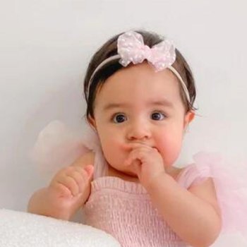 A Little Lacey Pink Baby Bow Headband