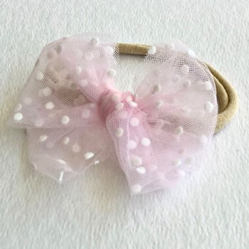 A Little Lacey Pink Baby Bow Headband