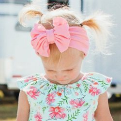 Ruffle Butts "Emma" Headband with Big Bow for Baby Girls in Pink