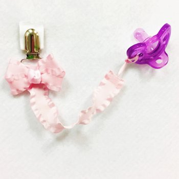 Beyond Creations Pink Paci Clip with Detachable Bow Clippie