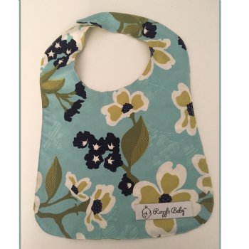 "Dogwood" Floral Print and Dot Baby Bib by Razzle Baby
