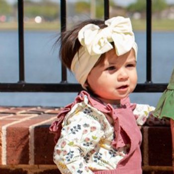 Ruffle Butts Ivory Big Bow Headband for Baby Girls and Toddlers