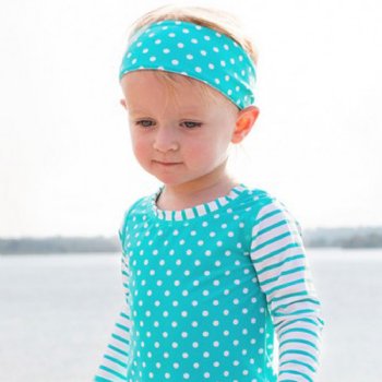 Ruffle Butts Aqua Polka Dot Headband