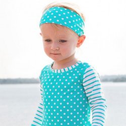 Ruffle Butts Aqua Polka Dot Headband