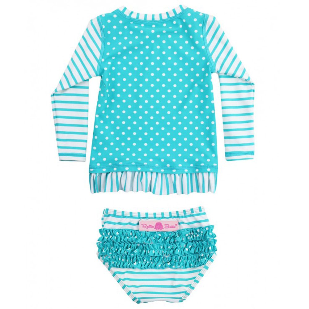 Ruffle Butts Aqua Ruffled Rash Guard Swim Suit