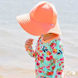 Ruffle Butts Coral Swim Hat with UPF 50+ Sun Protection