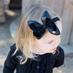 Ruffle Butts Black Grosgrain Bow Headband