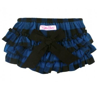 Ruffle Butts Navy & Black Plaid Diaper Cover for Baby Girls