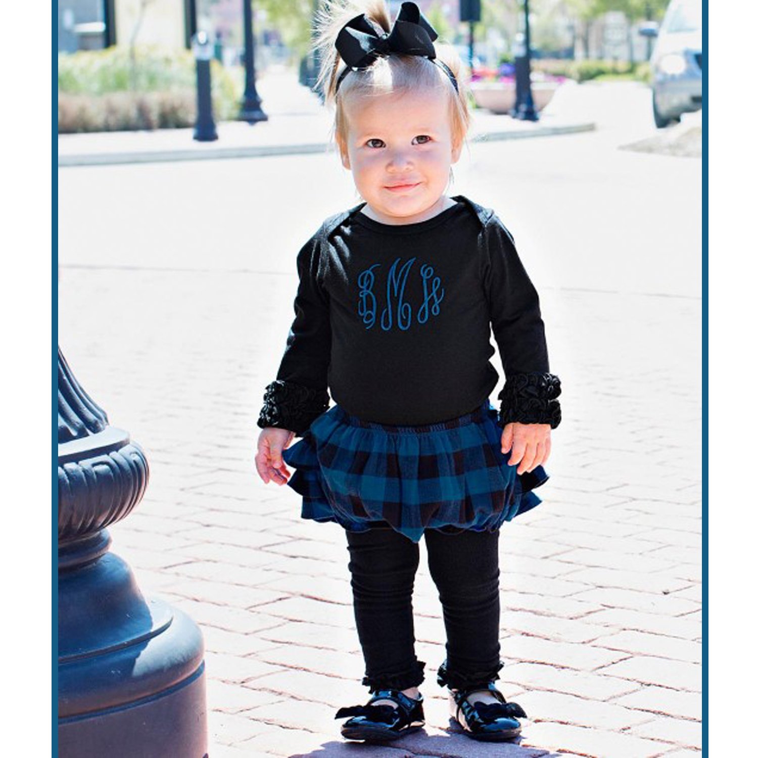 Ruffle Butts Navy Black Plaid Diaper Cover For Baby And Toddler Girls