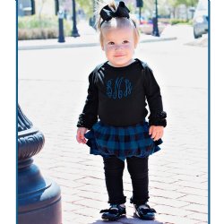 Ruffle Butts Navy & Black Plaid Diaper Cover for Baby Girls