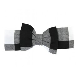 Ruffle Butts Black & White Plaid Bow Headband