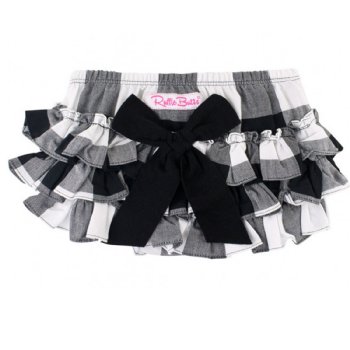 Ruffle Butts Black & White Plaid Diaper Cover for Baby Girls 