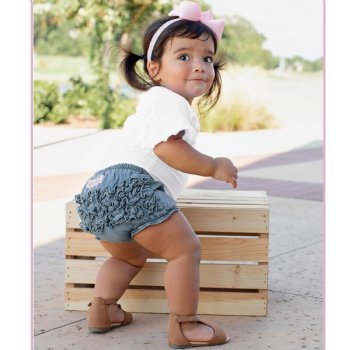 Ruffle Butts Light Wash Denim Diaper Cover