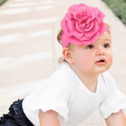 Ruffle Butts "Aubrey" Candy Pink Floral Headband