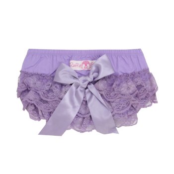 Ruffle Butts Lavender Lace Diaper Cover with Satin Bow