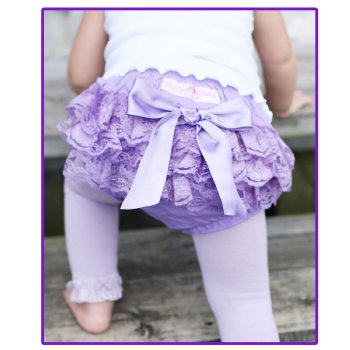 Ruffle Butts Lavender Lace Diaper Cover with Satin Bow