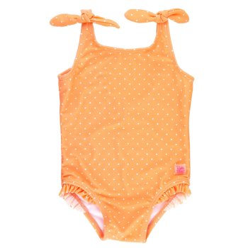 Ruffle Butts Melon Polka Dot Shoulder Tie One Piece Swimsuit