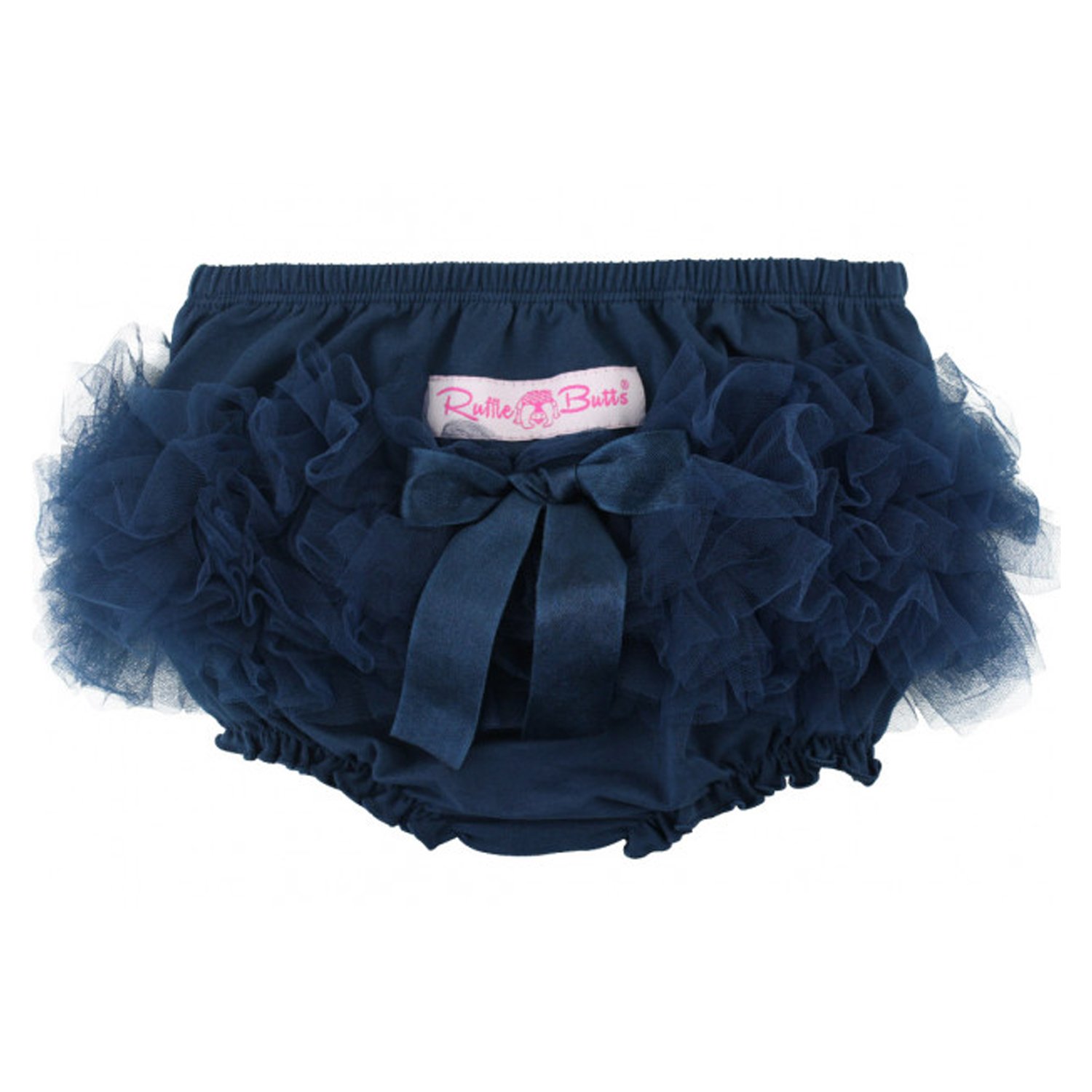 Ruffle Butts Navy Knit Frilly Bloomer for Baby Girls