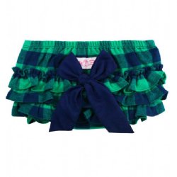 Ruffle Butts Navy and Green "Buffalo Plaid" Diaper Cover