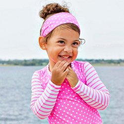 Ruffle Butts "Neon" Hot Pink Polka Dot Swim Headband