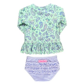 Ruffle Butts "Sea Glass" Paisley Peplum 2-Pc. Rash Guard