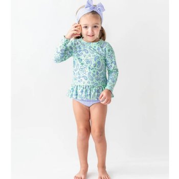 Ruffle Butts "Sea Glass" Paisley Peplum 2-Pc. Rash Guard