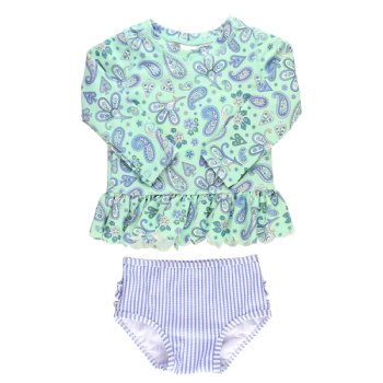 Ruffle Butts "Sea Glass" Paisley Peplum 2-Pc. Rash Guard