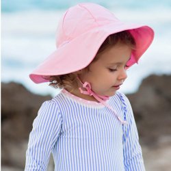 Ruffle Butts Pink Brim Hat with Sun Protection 