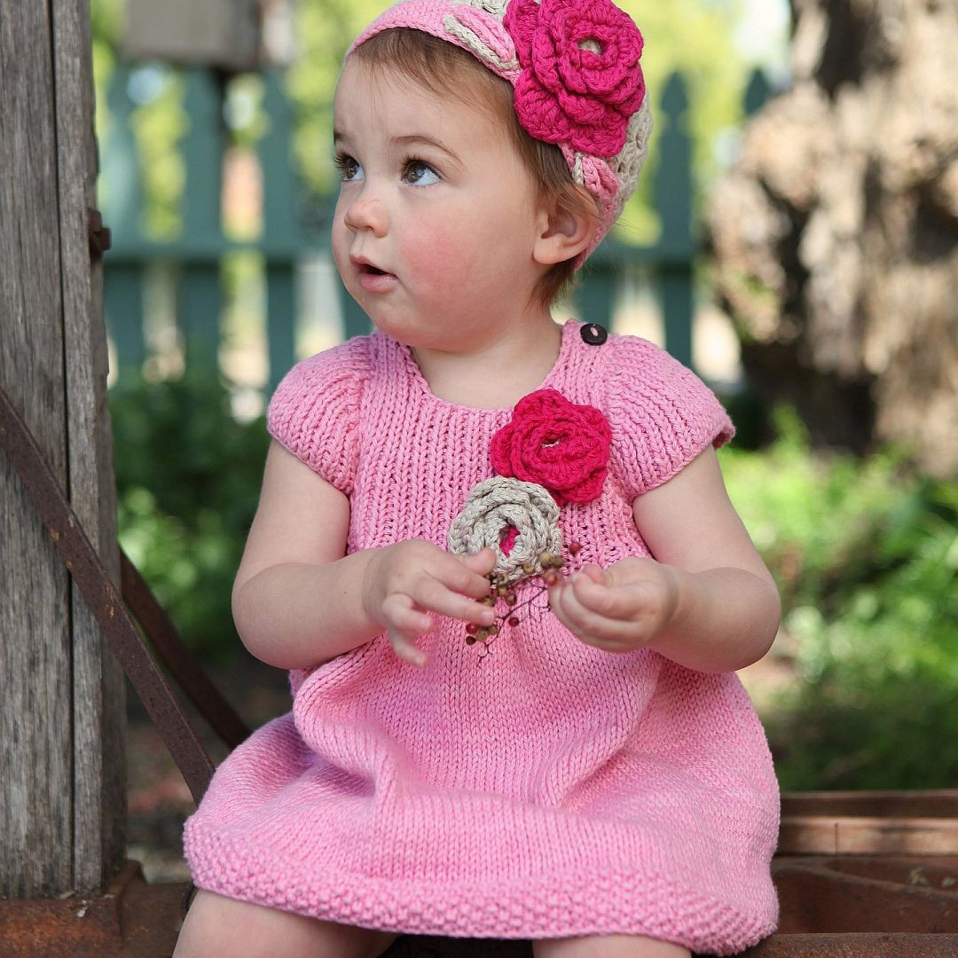 Ruffle Butts Pink Handmade Knit Dress for Babies and Toddlers