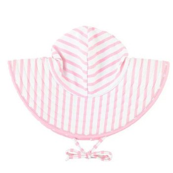 Ruffle Butts Pink Reversible Polka Dot and Stripe Swim Hat