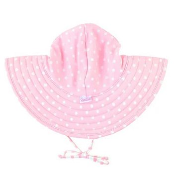 Ruffle Butts Pink Reversible Polka Dot and Stripe Swim Hat