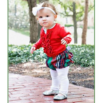 Ruffle Butts Red Ruffled Cardigan for Baby Girls