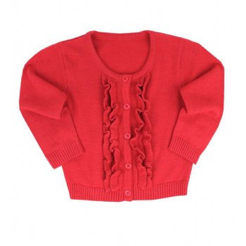 Ruffle Butts Red Ruffled Cardigan for Baby Girls