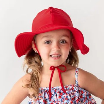 Ruffle Butts Red Wide Brim Swim Hat