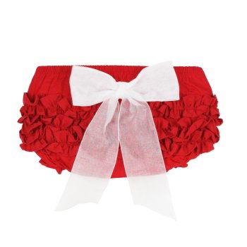 Ruffle Butts Red Diaper Cover with Organza Bow