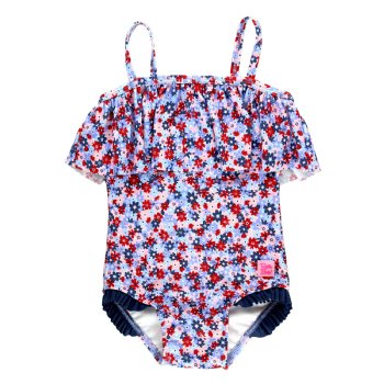 Ruffle Butts "Red, White and Bloom" Single Ruffle Swimsuit for Toddlers