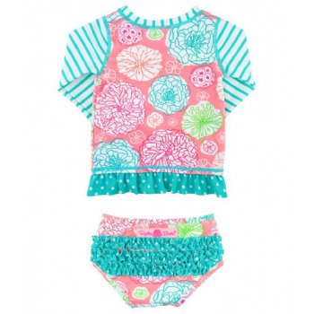 Ruffle Butts Tropical Garden 2 Pc. Rash Guard Swim Suit