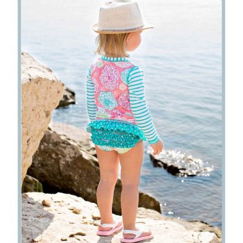 Ruffle Butts Tropical Garden 2 Pc. Rash Guard Swim Suit