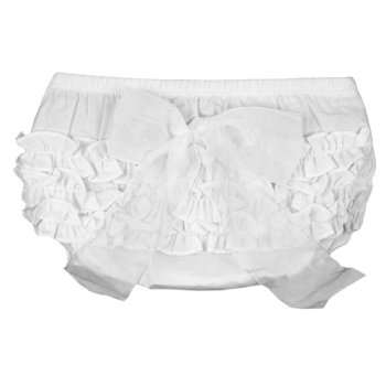 Ruffle Butts White Diaper Cover with Organza Bow