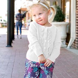 Ruffle Butts White Ruffled Cardigan for Baby Girls