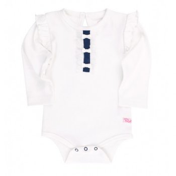 Ruffle Butts White "Henley" Flutter Onesie