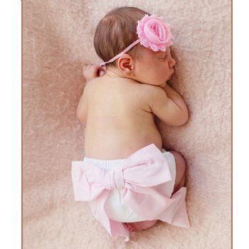 Ruffle Butts White Bloomer with Light Pink Bow