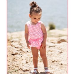 Ruffle Butts Pink Gingham Skirted One Piece Swimsuit for Baby Girls